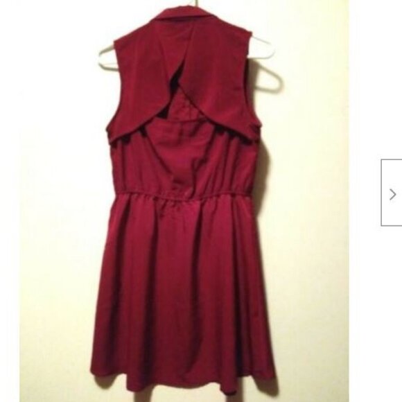 Anthropologie Olive & Oak cocktail Dress Studded collar Burgundy keyhole back - Picture 2 of 9